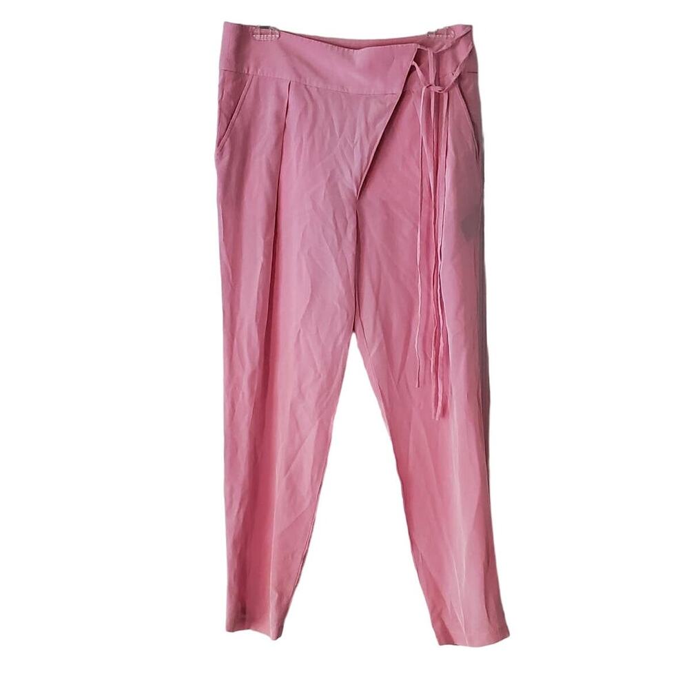 Tibi Pink Silk Asymmetric Crossover Front Pants S Modern Lagenlook Vacation Chic